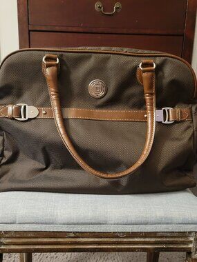 Chaps travel weekender brown shoulder bag multipockets sturdy